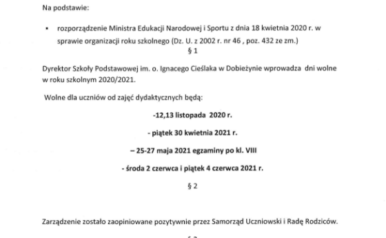 Zarządzenie zmieniające nr 12/2020